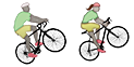 Cyclists biking north