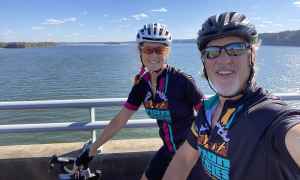 Melissa Smith and Doug Bretherick cycling the Natchez Trace Parkway
