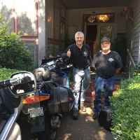 Motorcyclists staying at Bridges-Hall Manor B&B in Houston, MS.