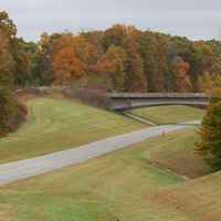 Bridge overpass near milepost 418 on a lovely fall day.