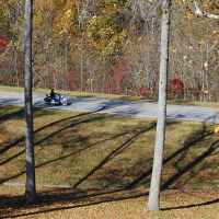 Motorcycle riding by the War of 1812 Memorial site (milepost 426.3). 