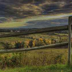 View thru the fence at Baker Bluff Overlook.