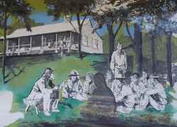 This painting of Levi Colbert's stand looked like in the early 1800s.