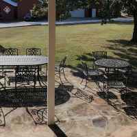 One of the beautiful patios at the Farmhouse.
