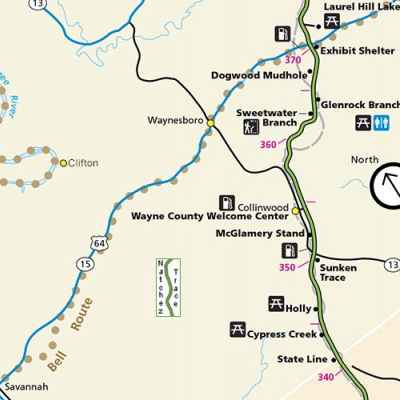 Waynesboro - Collinwood, Tennessee Map - Natchez Trace Parkway