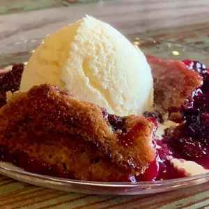 Blackberry Cobbler and Ice Cream