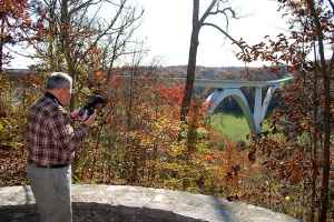 View of Double Arch Bridge from Birdsong Hollow site - milepost 438