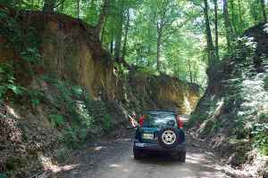 Deep cut road to the A.K. Shaifer House